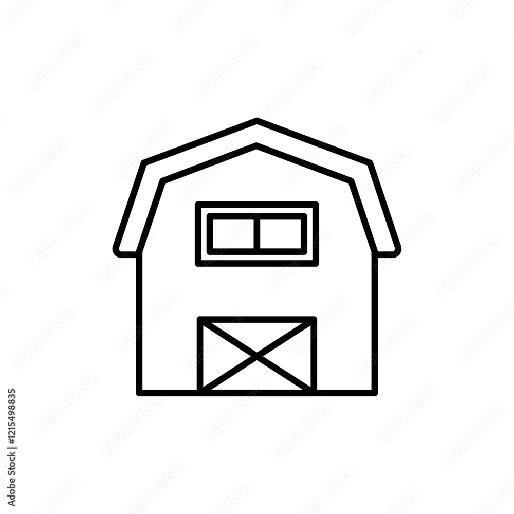 Barn icon Outline set in black and white color Barn icon Outline set in black and white color