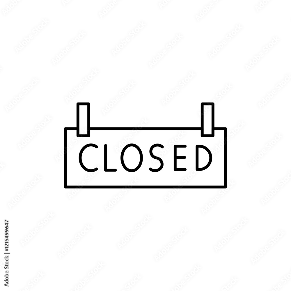 Closed sign icon Outline set in black and white color
