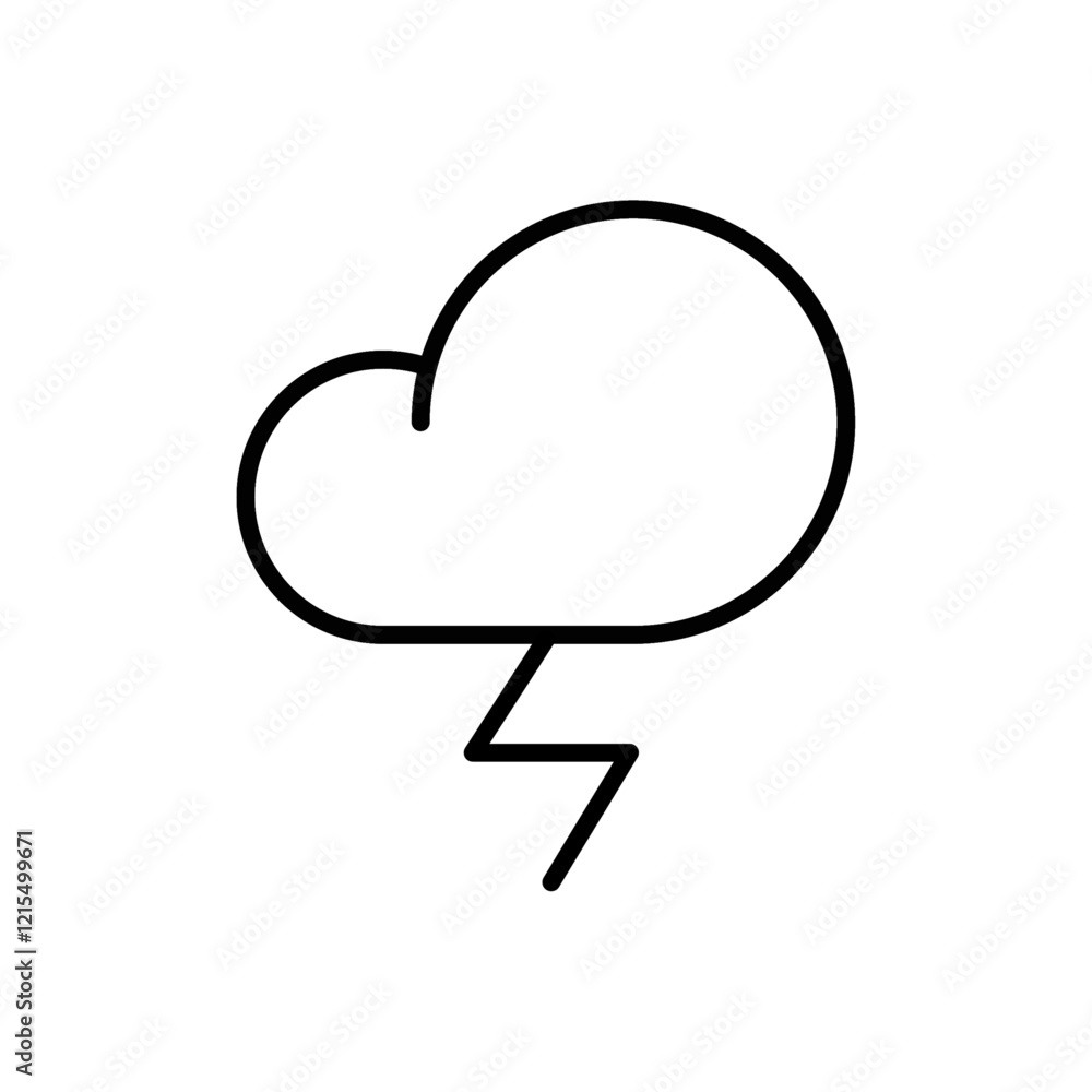 Cloud lightning icon Outline set in black and white color Cloud lightning icon Outline set in black and white color
