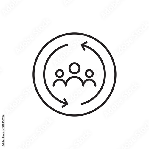 Customer retention icon Outline set in black and white color