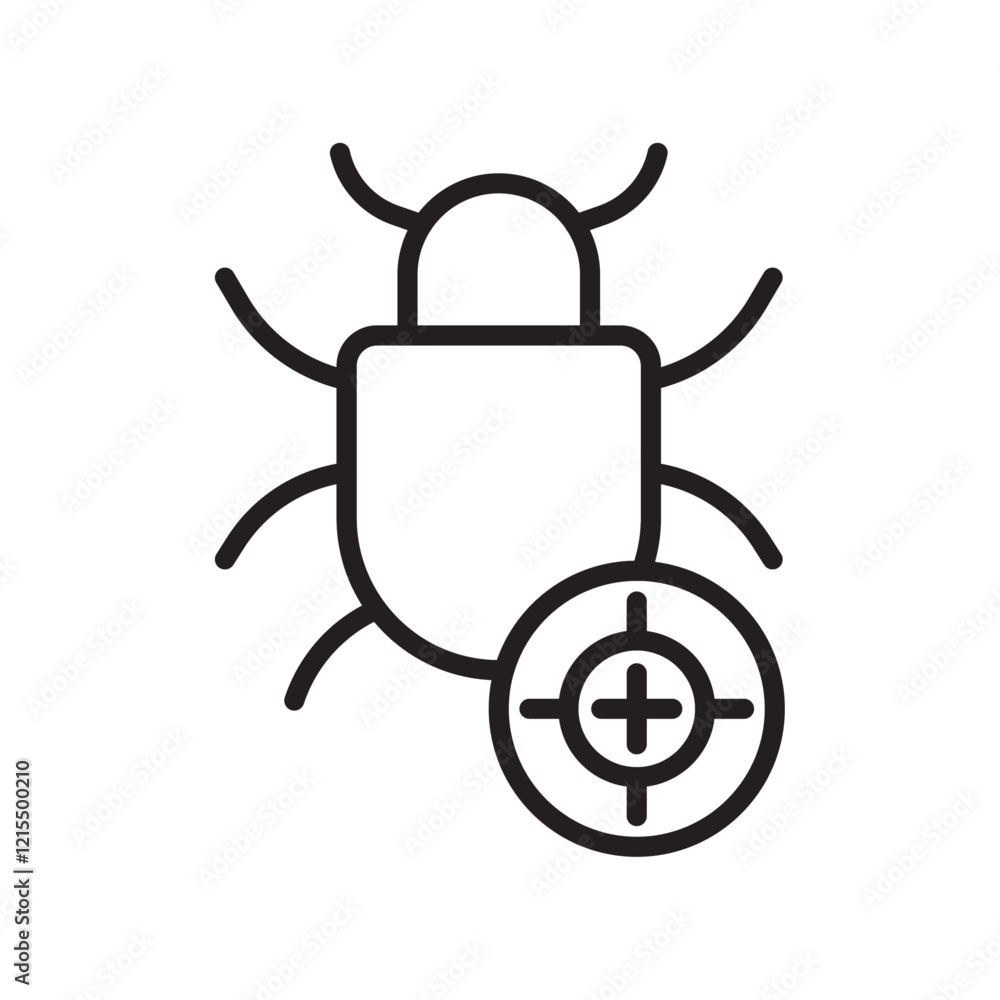 Debug icon Outline set in black and white color Debug icon Outline set in black and white color