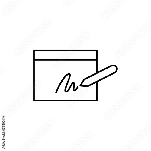 Electronic signature icon Outline set in black and white color