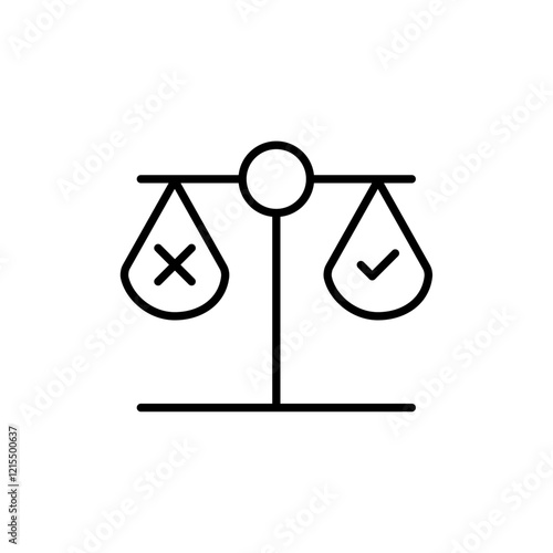 Ethics icon Outline set in black and white color