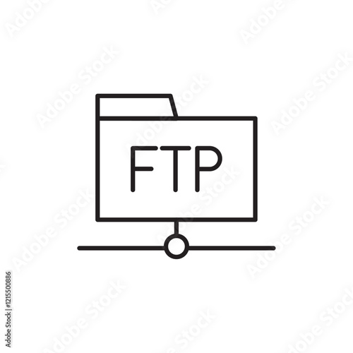 FTP icon Outline set in black and white color