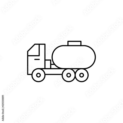 Fuel truck icon Outline set in black and white color