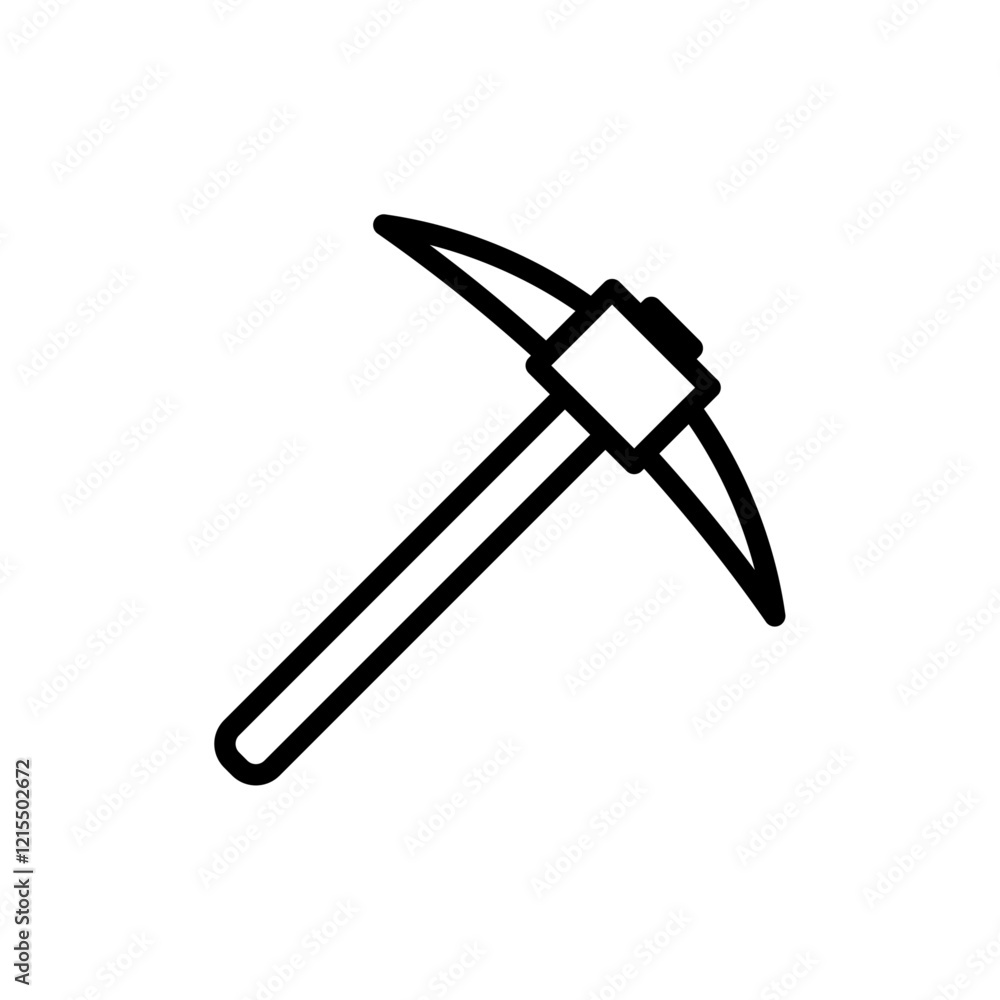 Pick axe icon Outline set in black and white color Pick axe icon Outline set in black and white color