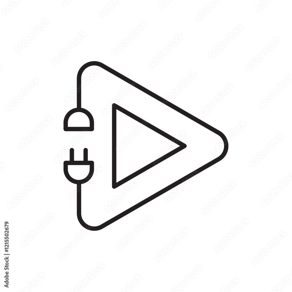 Plug and play icon Outline set in black and white color Plug and play icon Outline set in black and white color