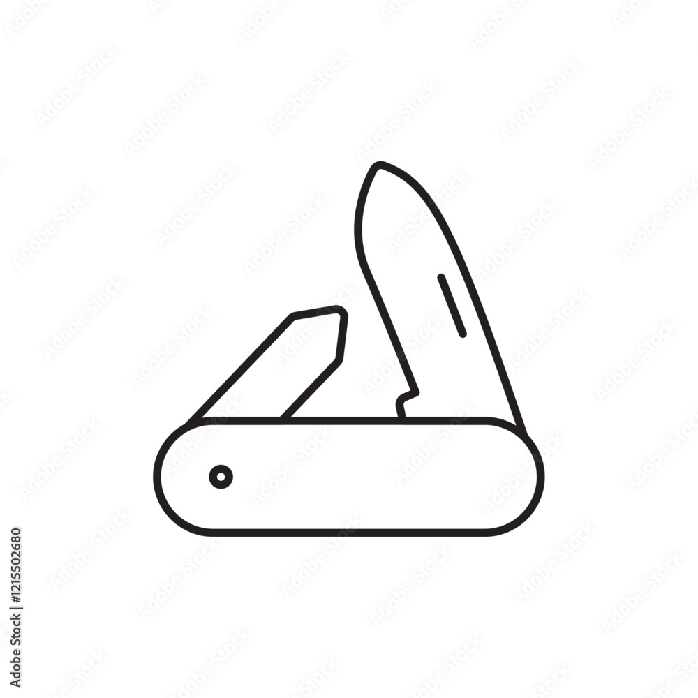 Pocket knife icon Outline set in black and white color Pocket knife icon Outline set in black and white color