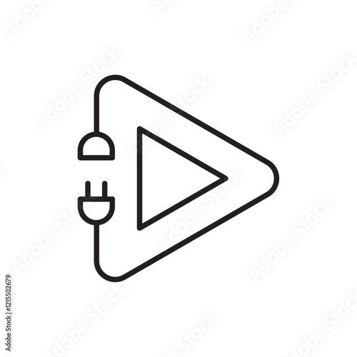 Plug and play icon Outline set in black and white color