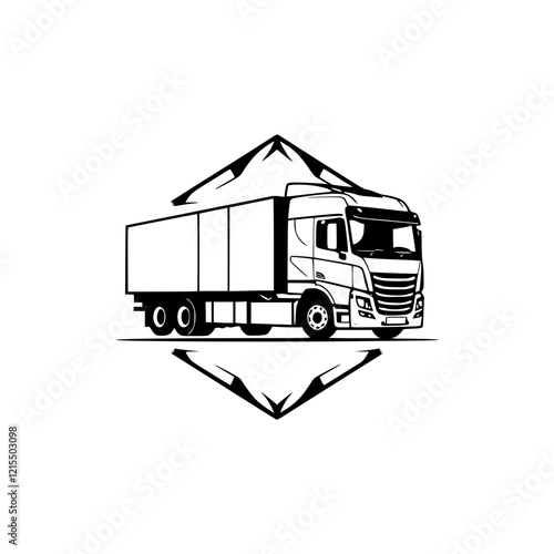 Powerful Truck, Transportation and Logistics, Cargo Delivery, Shipping and Freight.  Heavy Vehicle on the Highway, Commercial Industry, Logistics and Delivery Services.