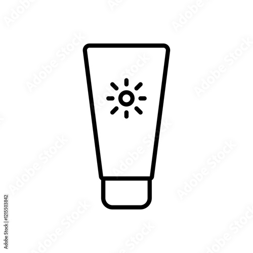 Sun cream icon Outline set in black and white color