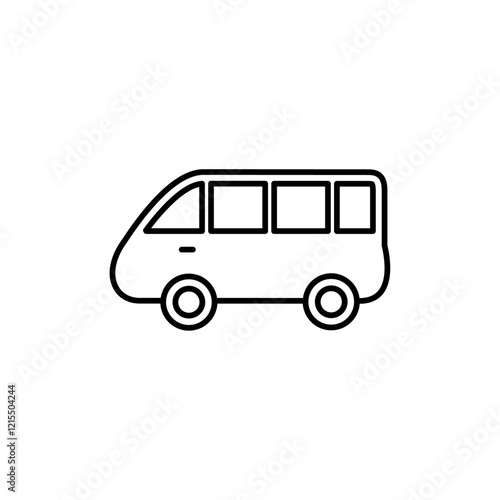 Van icon Outline set in black and white color