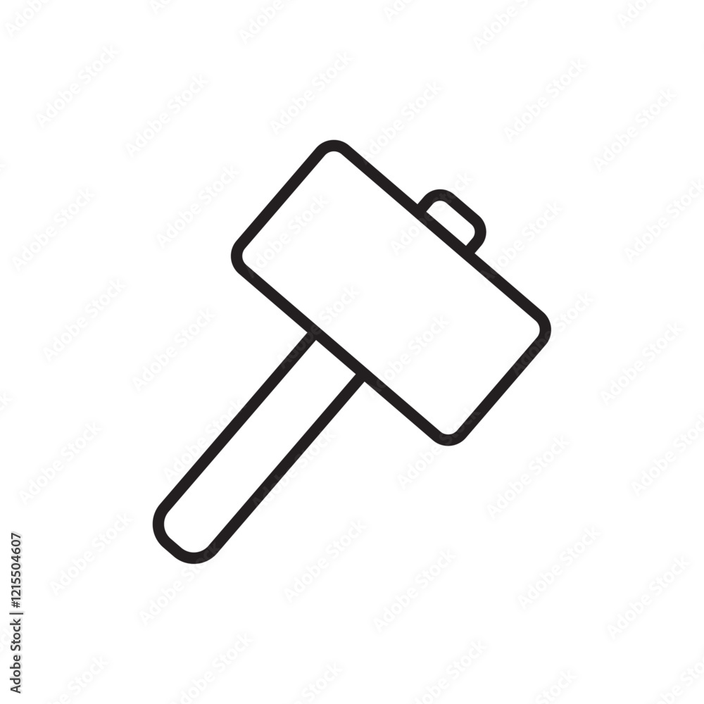 Wooden mallet icon Outline set in black and white color Wooden mallet icon Outline set in black and white color