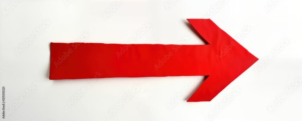 Red paper arrow sign on plain white background. Simple, clear direction indicator. Versatile design for various applications. Useful for maps guides presentations. Ideal for website design digital Red paper arrow sign on plain white background. Simple, clear direction indicator. Versatile design for various applications. Useful for maps guides presentations. Ideal for website design digital