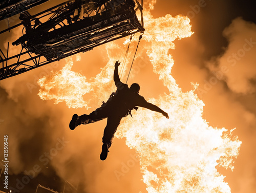 Daring Stunt Performance Amidst Flames