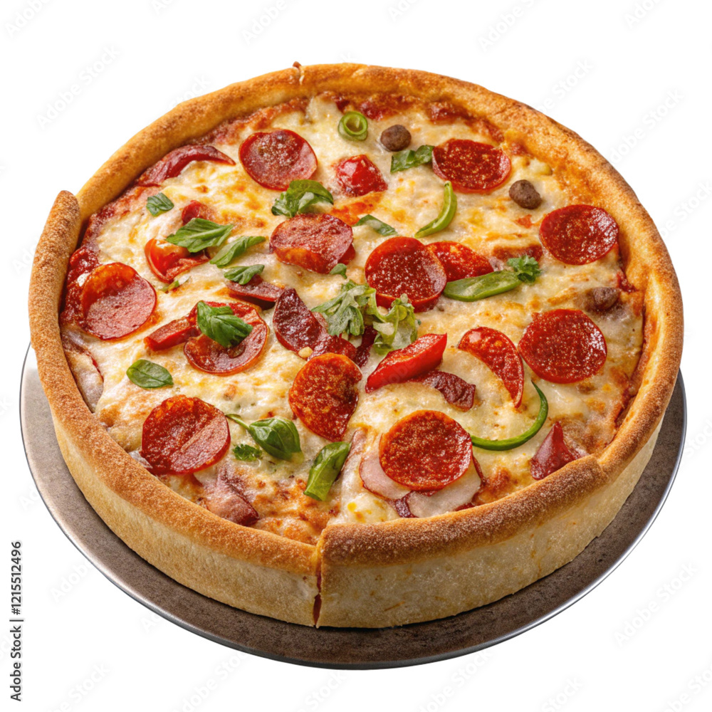 Deep Dish pizza on transparent background. Deep Dish pizza on transparent background.