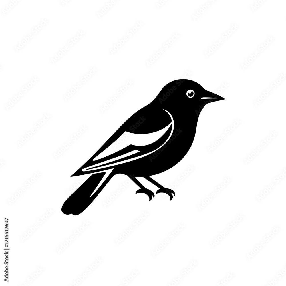 Obraz premium Elegant Black and White Bird Silhouette: Nature Wildlife Vector Graphic