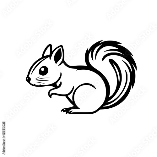 Adorable Squirrel Illustration: A charming vector graphic of a bushy-tailed rodent, perfect for nature-themed designs, children's books, or whimsical projects.