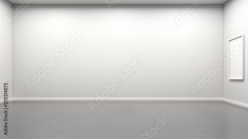 Wallpaper Mural A minimalist, empty room with a blank canvas hanging on a plain wall encased by clean, simple lines depicting emptiness, potential, and creative possibilities. Torontodigital.ca