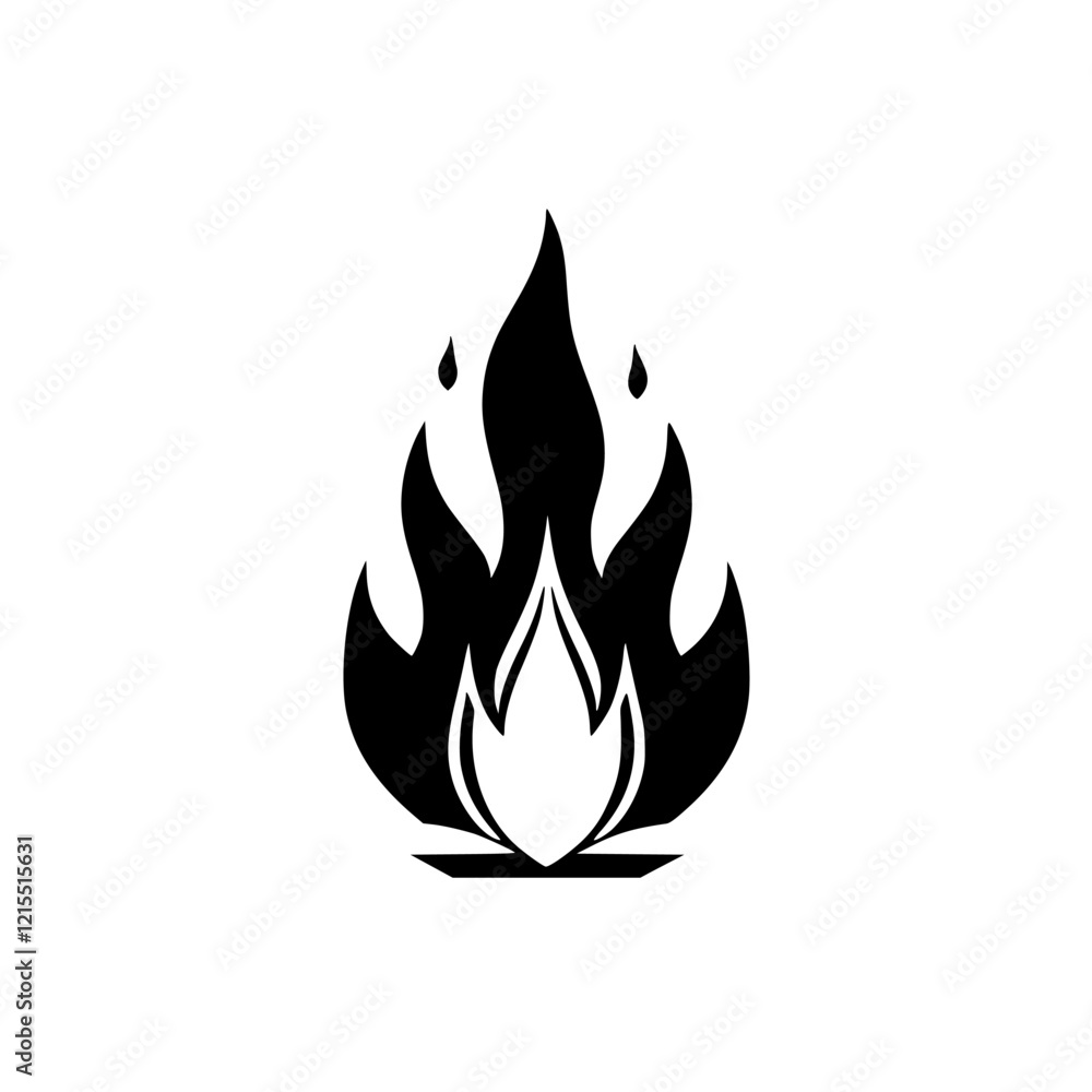 Fiery Abstract Flame Design: Black and White Vector Graphic Fiery Abstract Flame Design: Black and White Vector Graphic