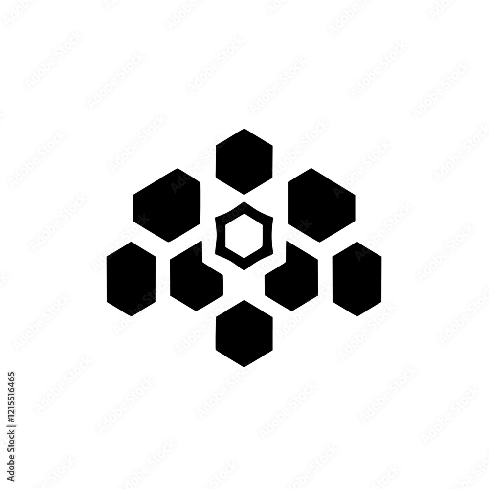 Geometric Hexagon Pattern: Abstract Black and White Graphic Design. Perfect for modern branding, digital art, and creative projects. Geometric Hexagon Pattern: Abstract Black and White Graphic Design. Perfect for modern branding, digital art, and creative projects.