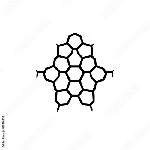 Geometric Abstract Pattern: Black and White Hexagonal Grid Network Design.  Modern Minimalist Graphic Art Illustration for Science, Technology, and Backgrounds.