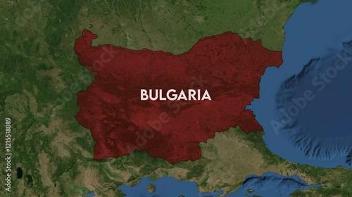 Zoom from Earth to Bulgaria. World map animation with country borders, Images from NASA