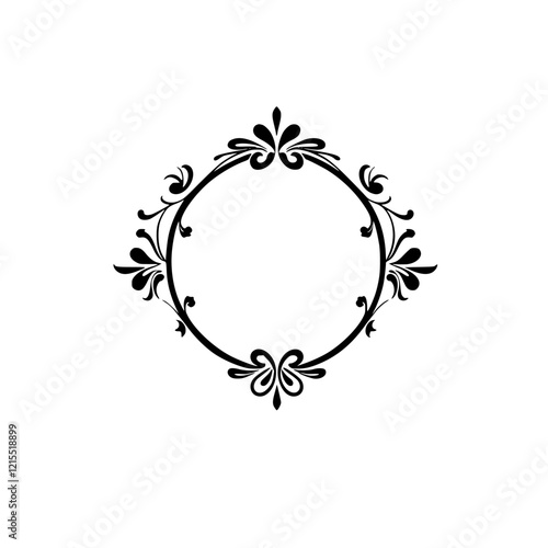 Elegant Circular Frame: Vintage Floral Border Design. Perfect for logos, invitations, and more. Classic and decorative, this vector graphic adds a touch of sophistication to any project.
