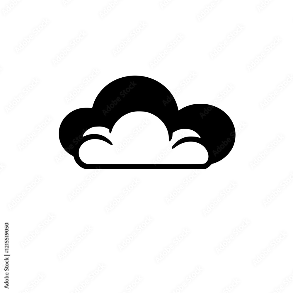 Cloud Icon: Simple Weather Symbol Design, Black and White Vector Graphic Cloud Icon: Simple Weather Symbol Design, Black and White Vector Graphic
