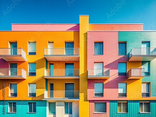 Serene Pixelated Architecture: Peaceful 40-Pixel Grid Building Facade