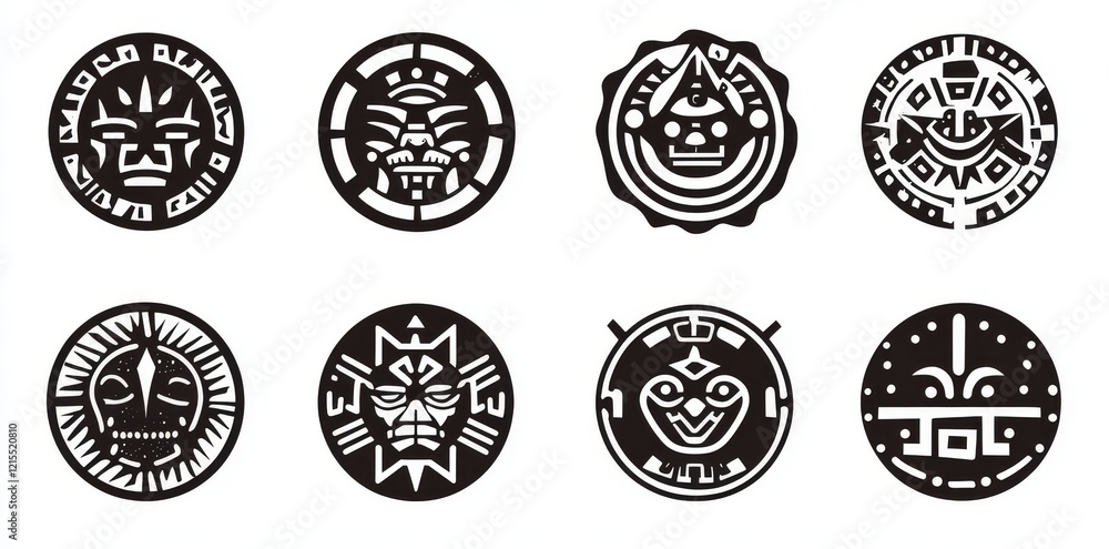 Farbige Designs und Symbole der Inkas, Maya und Azteken stammen aus Südamerika Farbige Designs und Symbole der Inkas, Maya und Azteken stammen aus Südamerika
