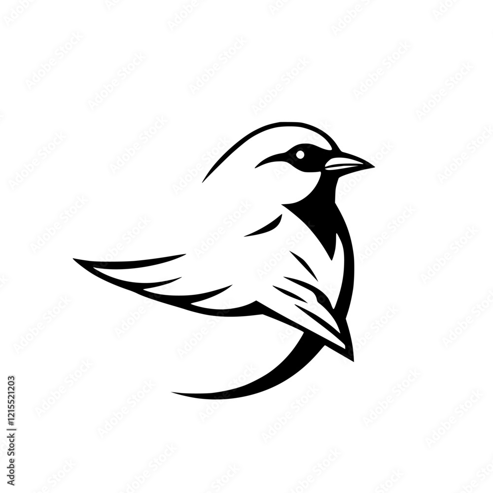Elegant Black and White Sparrow Bird Logo Design: Minimalist Vector Illustration Elegant Black and White Sparrow Bird Logo Design: Minimalist Vector Illustration