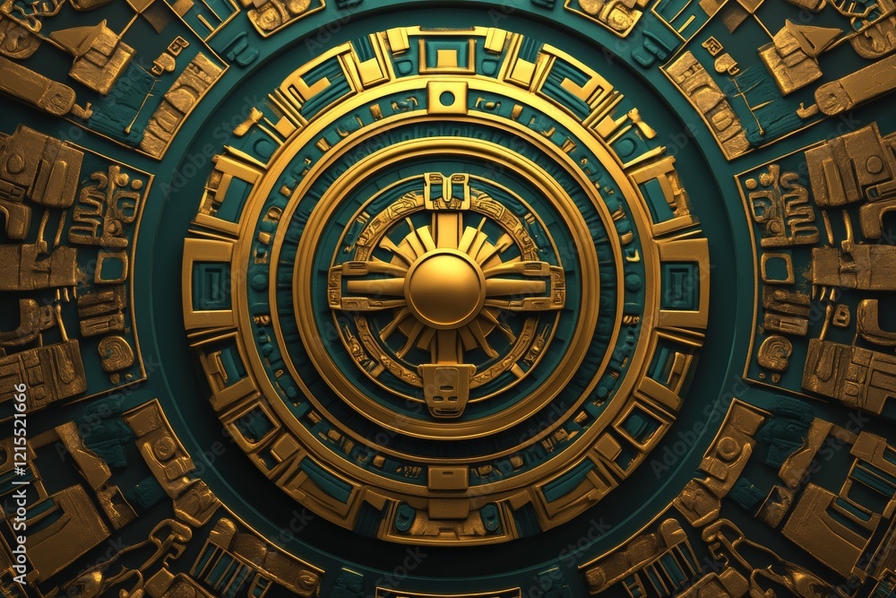 Fototapeta premium Stock image of a background with Mayan motifs and decorations.