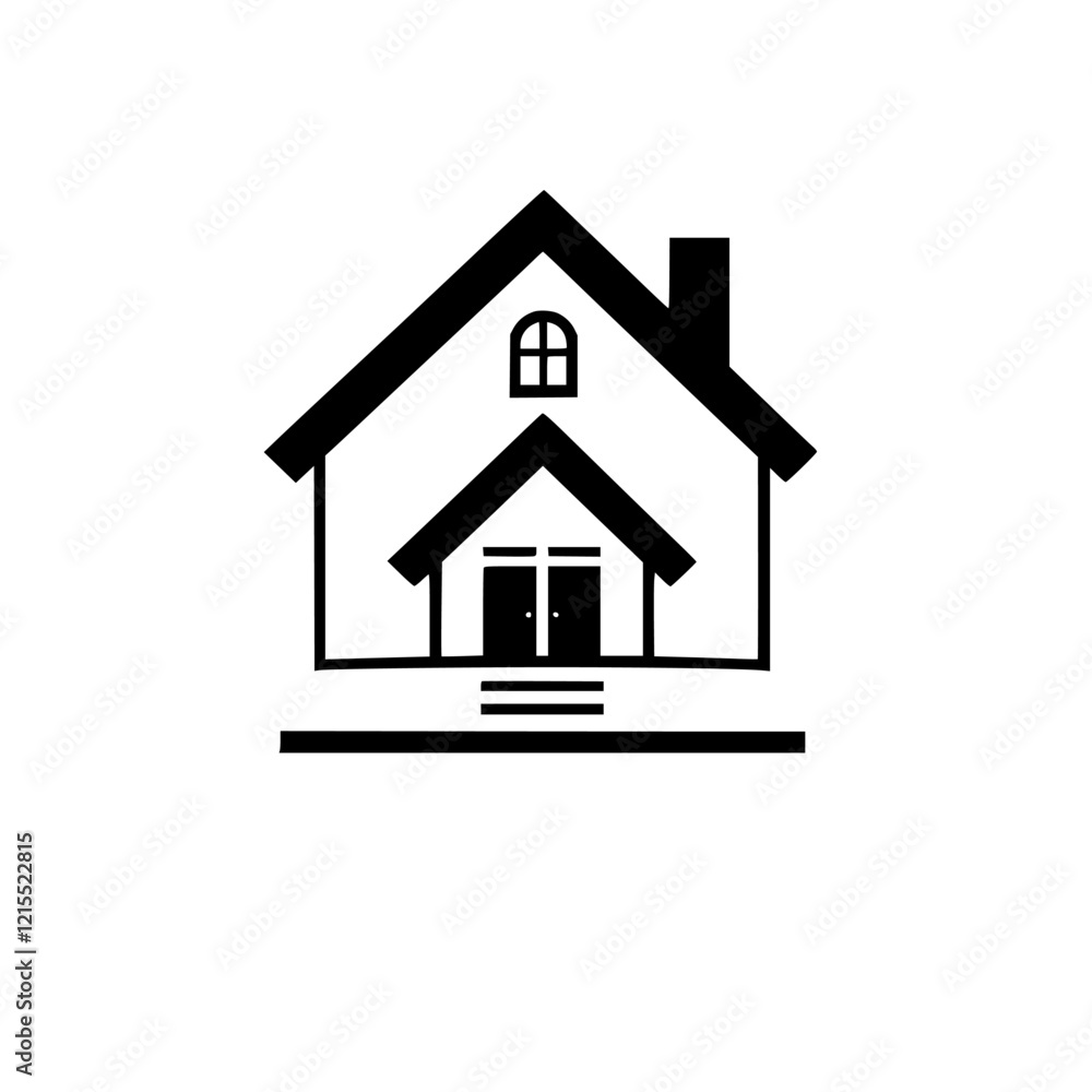 Simple House Illustration: Minimalist Black and White Home Design Icon. Perfect for real estate, architecture, and home design projects. Simple House Illustration: Minimalist Black and White Home Design Icon. Perfect for real estate, architecture, and home design projects.