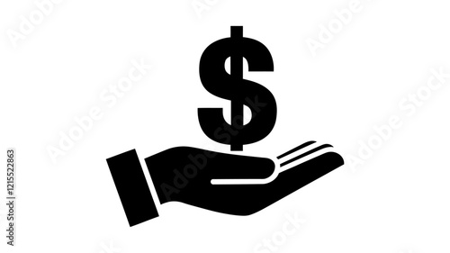Hand Holding Dollar Symbol Silhouette Vector Icon