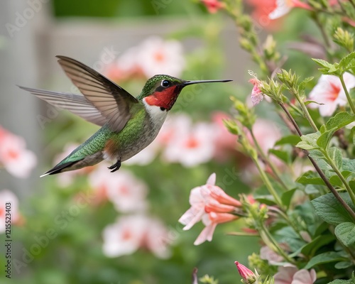 Ruby-throated Hummingbird in Flight photo