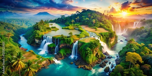 Suriname Map Double Exposure: Lush Rainforest Meets Vibrant Coastline Stock Photo