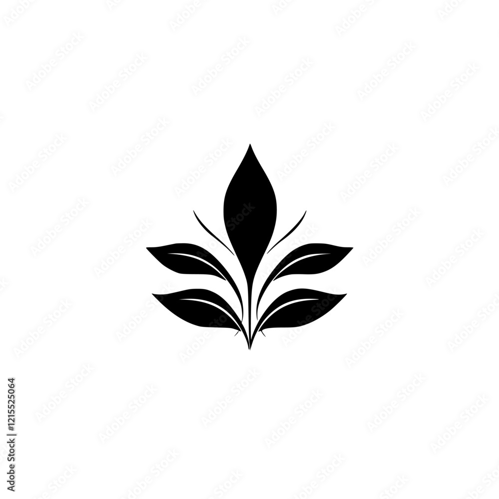 Elegant Black and White Floral Design: Minimalist Botanical Leaf Pattern, Perfect for Logos, Decor, and Nature-Inspired Projects