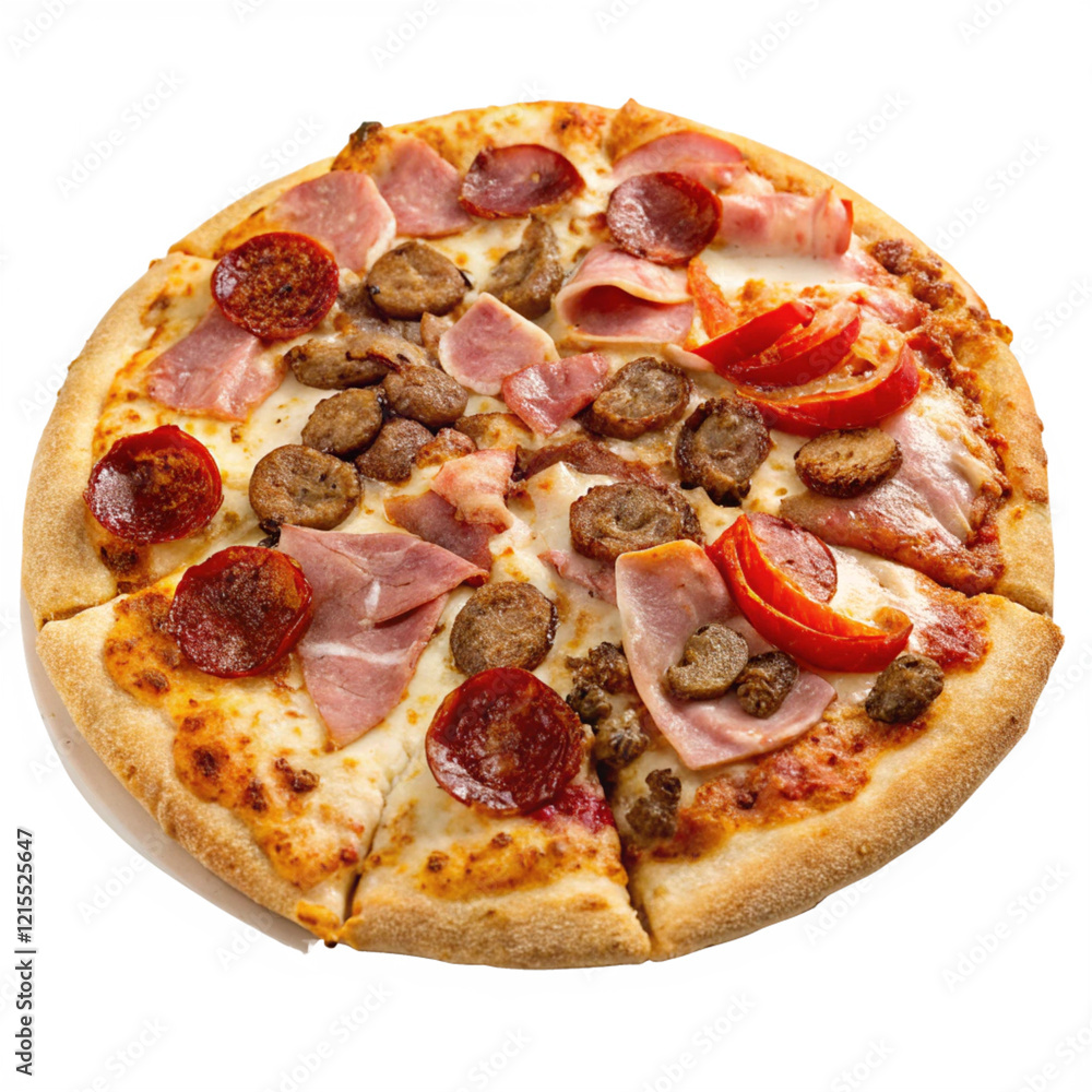 Meat Lover's pizza on transparent background. Meat Lover's pizza on transparent background.