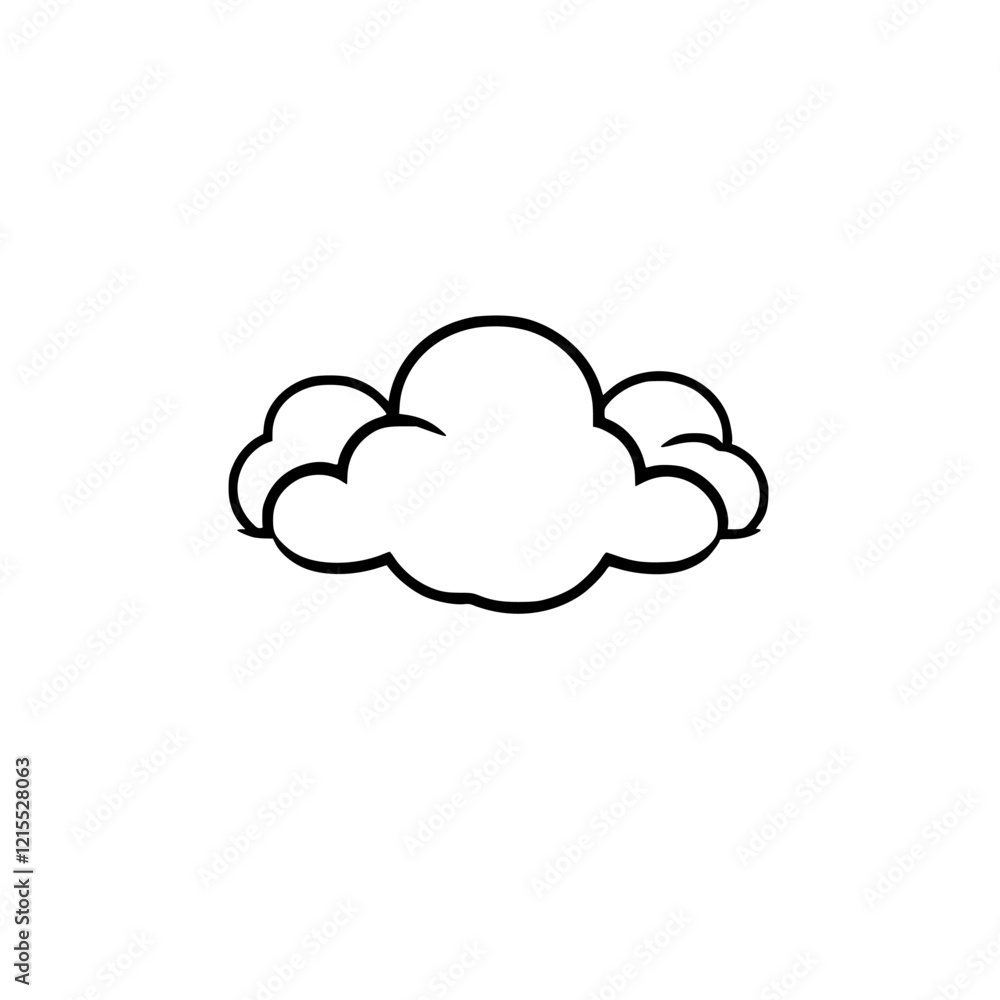 Cloud Icon: A Simple Line Drawing of Fluffy Clouds, Perfect for Weather Apps, Websites, and More Cloud Icon: A Simple Line Drawing of Fluffy Clouds, Perfect for Weather Apps, Websites, and More