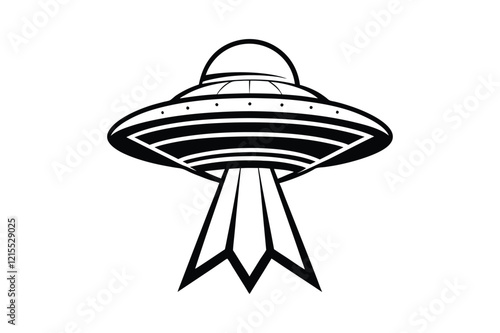 UFO in Space Silhouette Illustration and Extraterrestrial