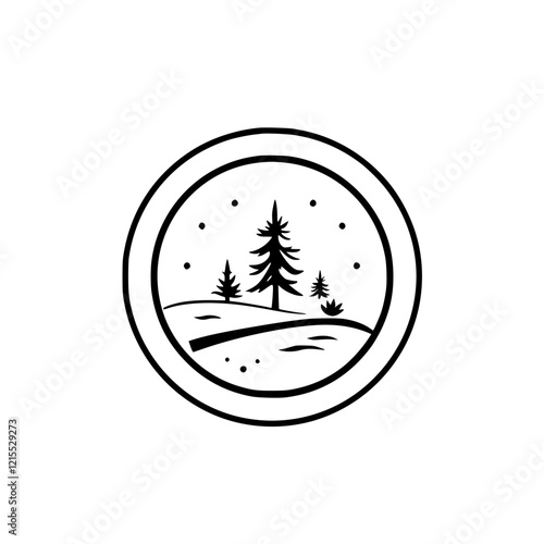 Serene Winter Landscape: Majestic Pine Trees in a Snowy Forest. A picturesque scene of tranquil nature, perfect for winter holidays and peaceful moments.