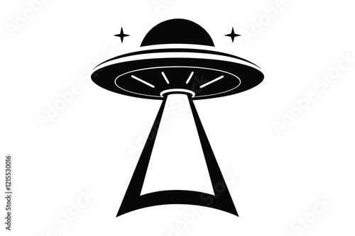 UFO in Space Silhouette Illustration and Extraterrestrial