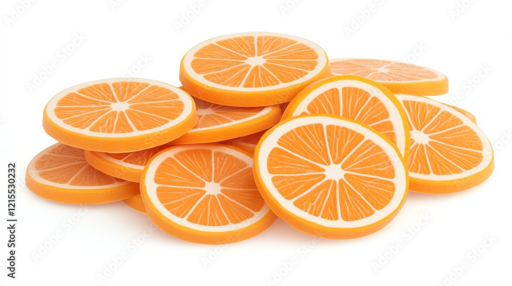 Isolate for advertising Fresh orange slices piled for delightful desserts. Isolate for advertising Fresh orange slices piled for delightful desserts.