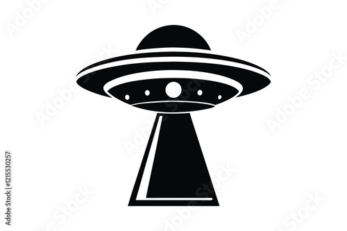 UFO in Space Silhouette Illustration and Extraterrestrial