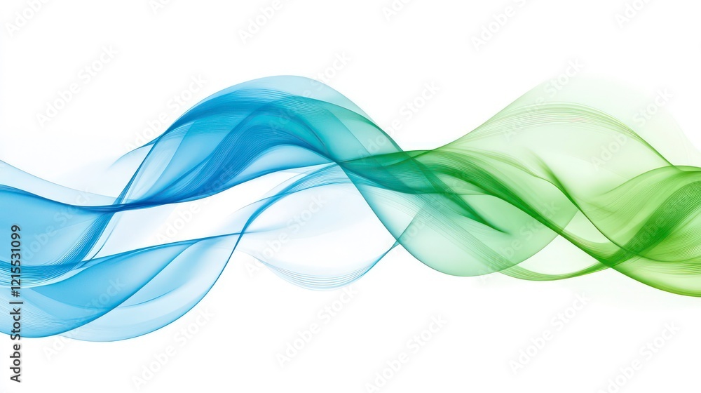 Fototapeta premium Abstract waves representing heartbeats, flowing in a gradient of blue and green.
