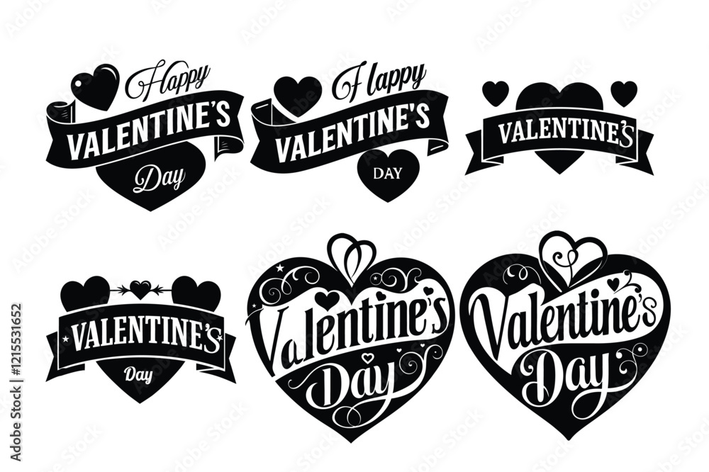 Fototapeta premium Happy valentine's day love shillouette vector illustration