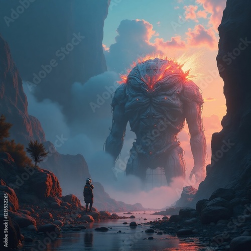 hiker in the mountains AI