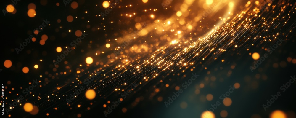 Obraz premium Glowing abstract light particles and sparkling trails in a dark background