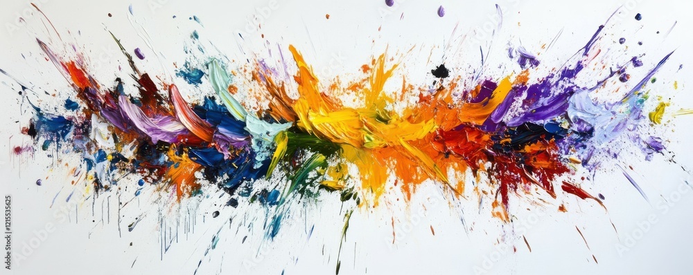 Vibrant abstract color splash: dynamic paint explosion on white canvas Vibrant abstract color splash: dynamic paint explosion on white canvas